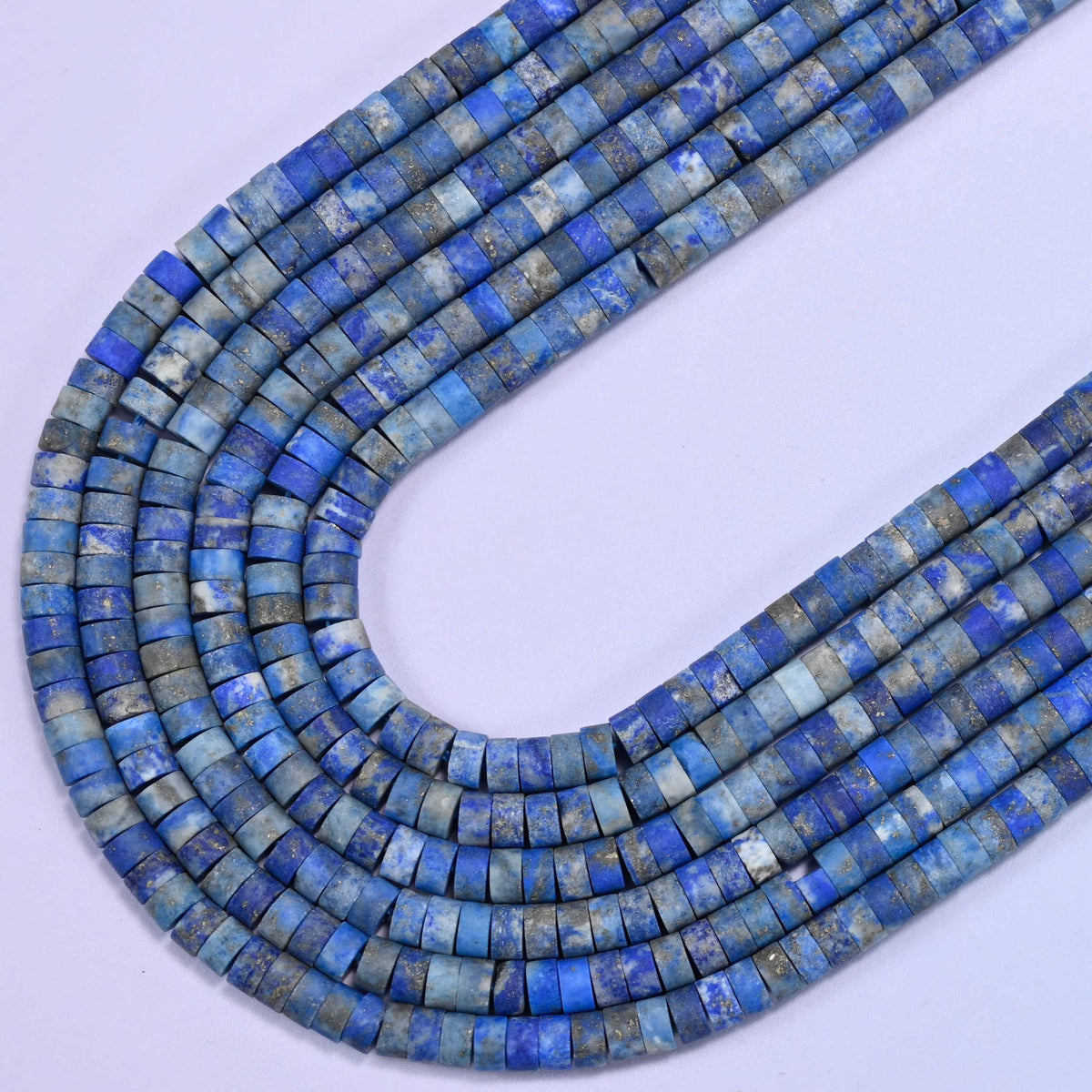 Matte lapis lazuli heishi disc beads, 15 inch strand