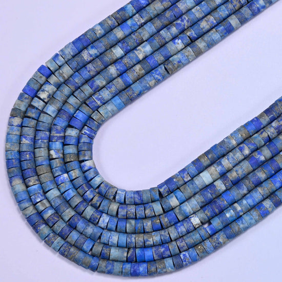 Matte lapis lazuli heishi disc beads, 15 inch strand
