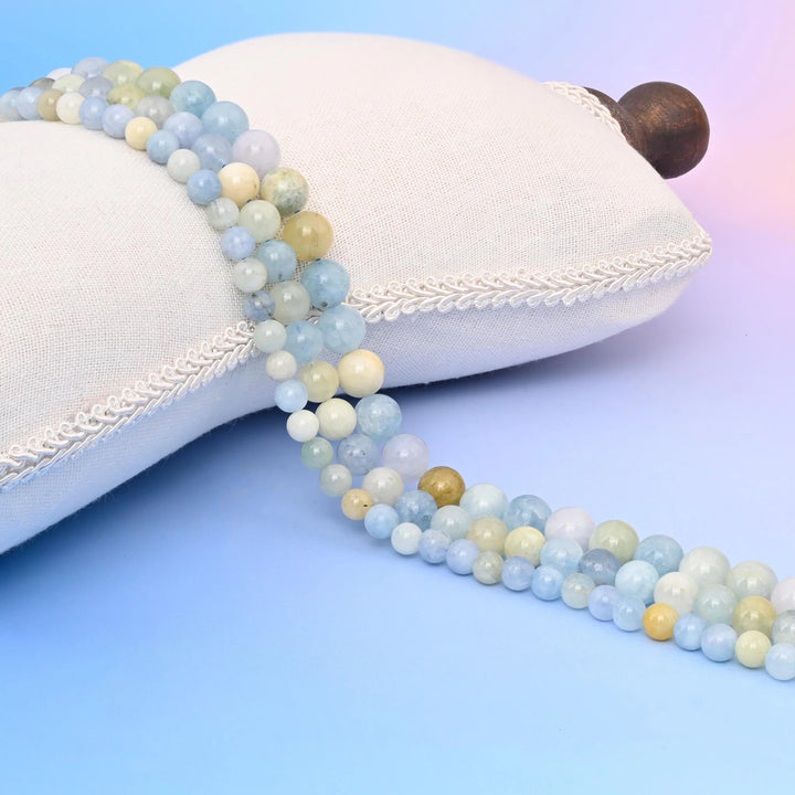 Multi Color Aquamarine Smooth Round Beads