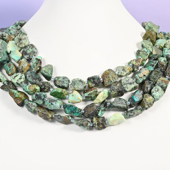 African Howlite Irregular Freeform Nugget Beads: Jewelry Making 15.5" Strand