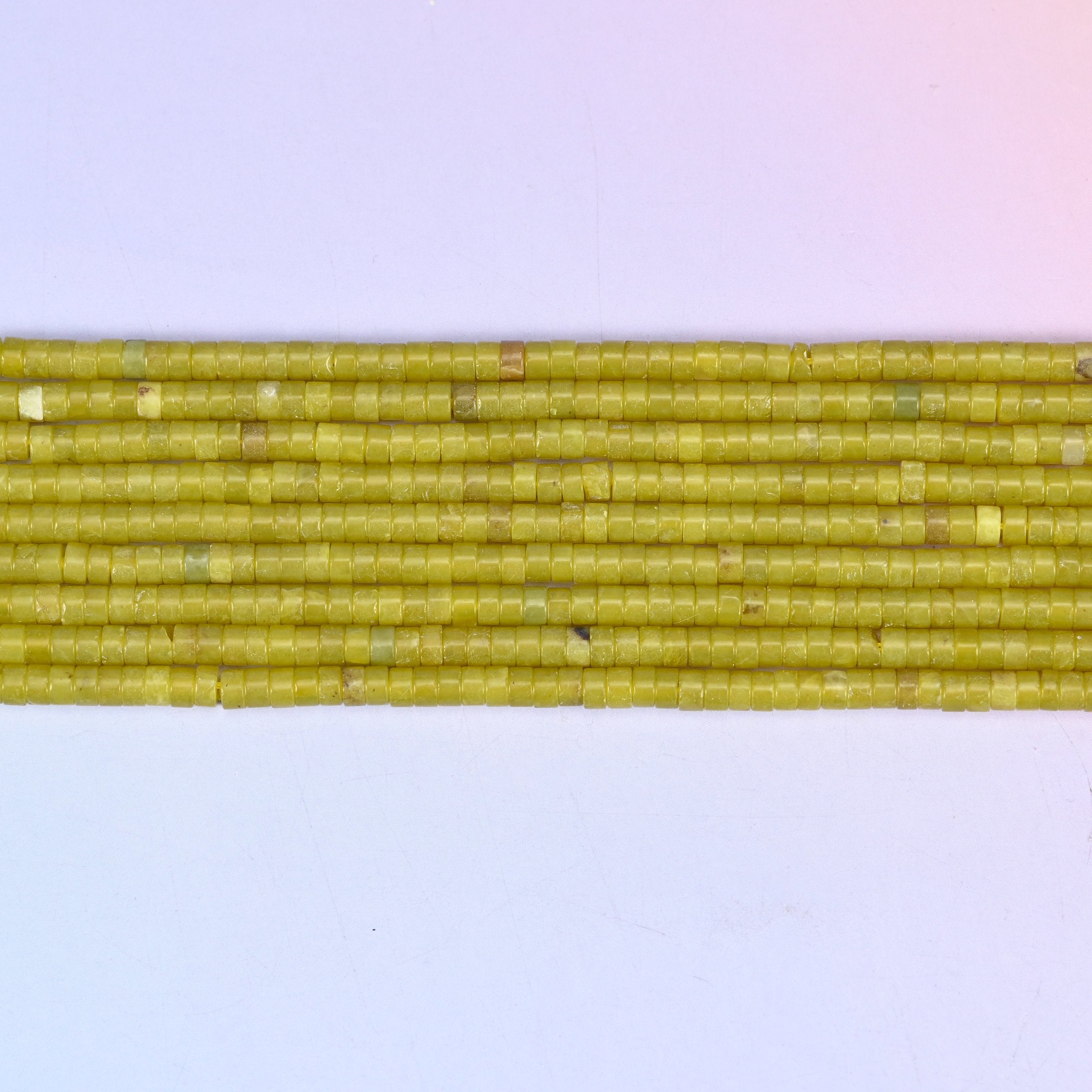 Lemon Jade Smooth Heishi Disc Beads: Jewelry Making Supply, 15.5 Inch Strand