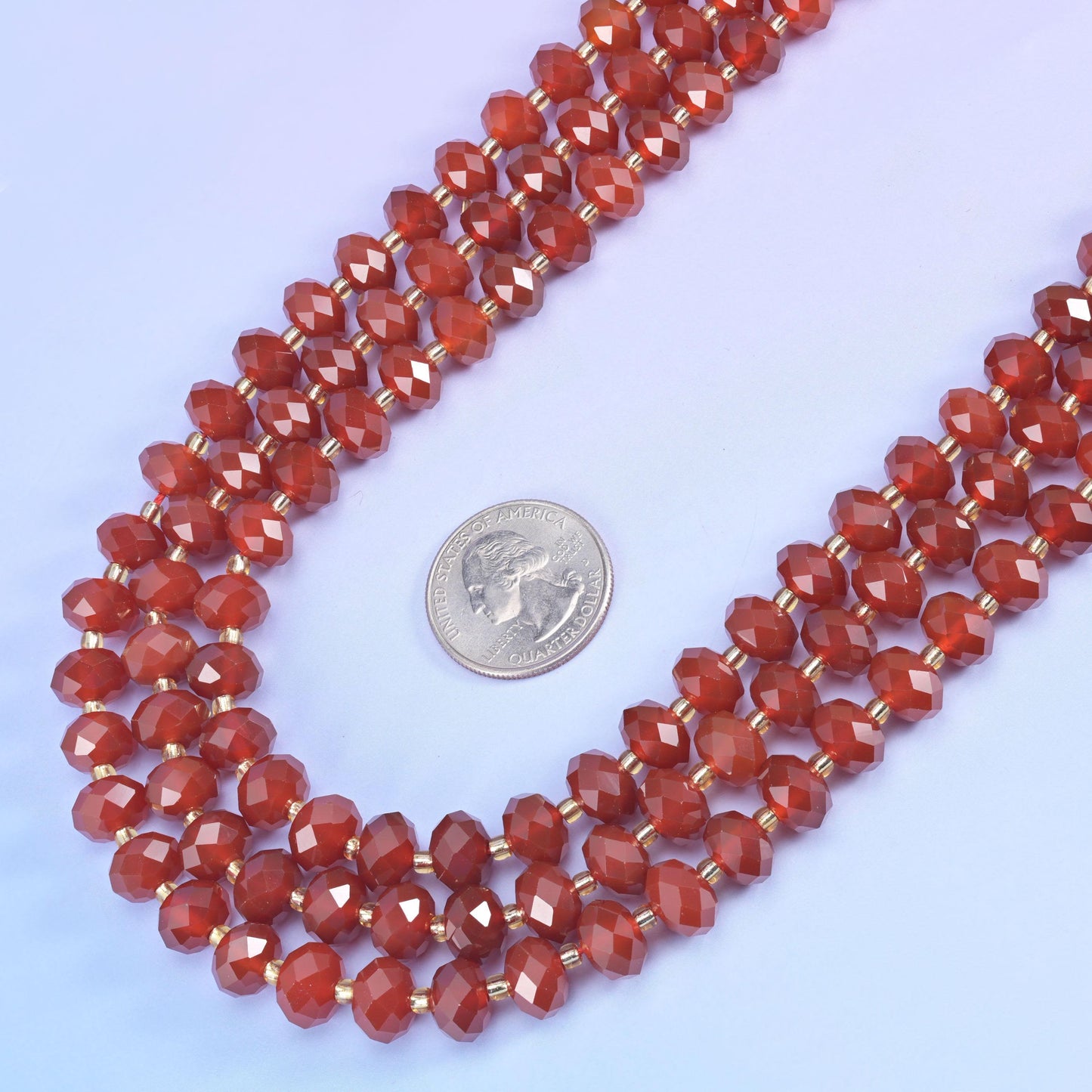 Red Agate Faceted Rondelle Beads in warm brick red