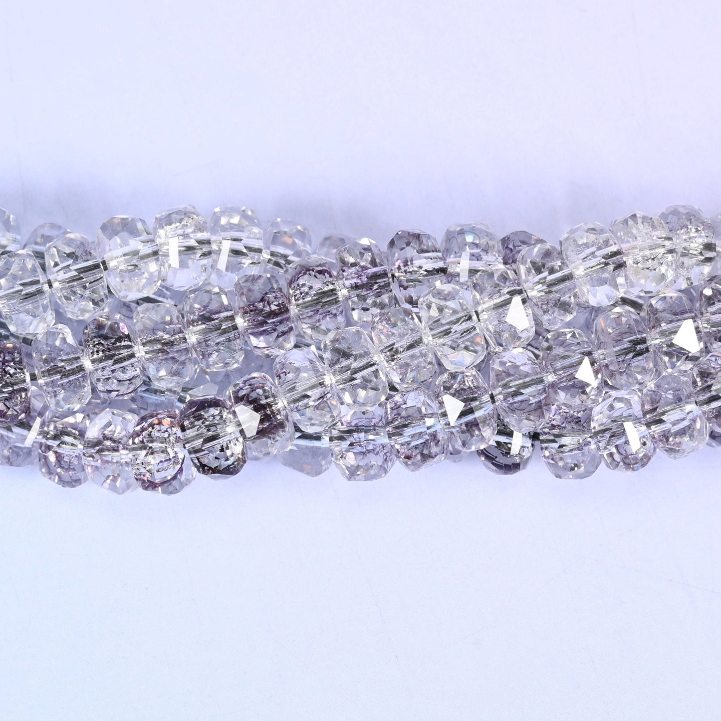 Transparent Light Purple Faceted Rondelle Glass Beads, approximately 82 beads per strand
