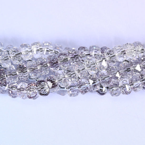 Transparent Light Purple Faceted Rondelle Glass Beads, approximately 82 beads per strand