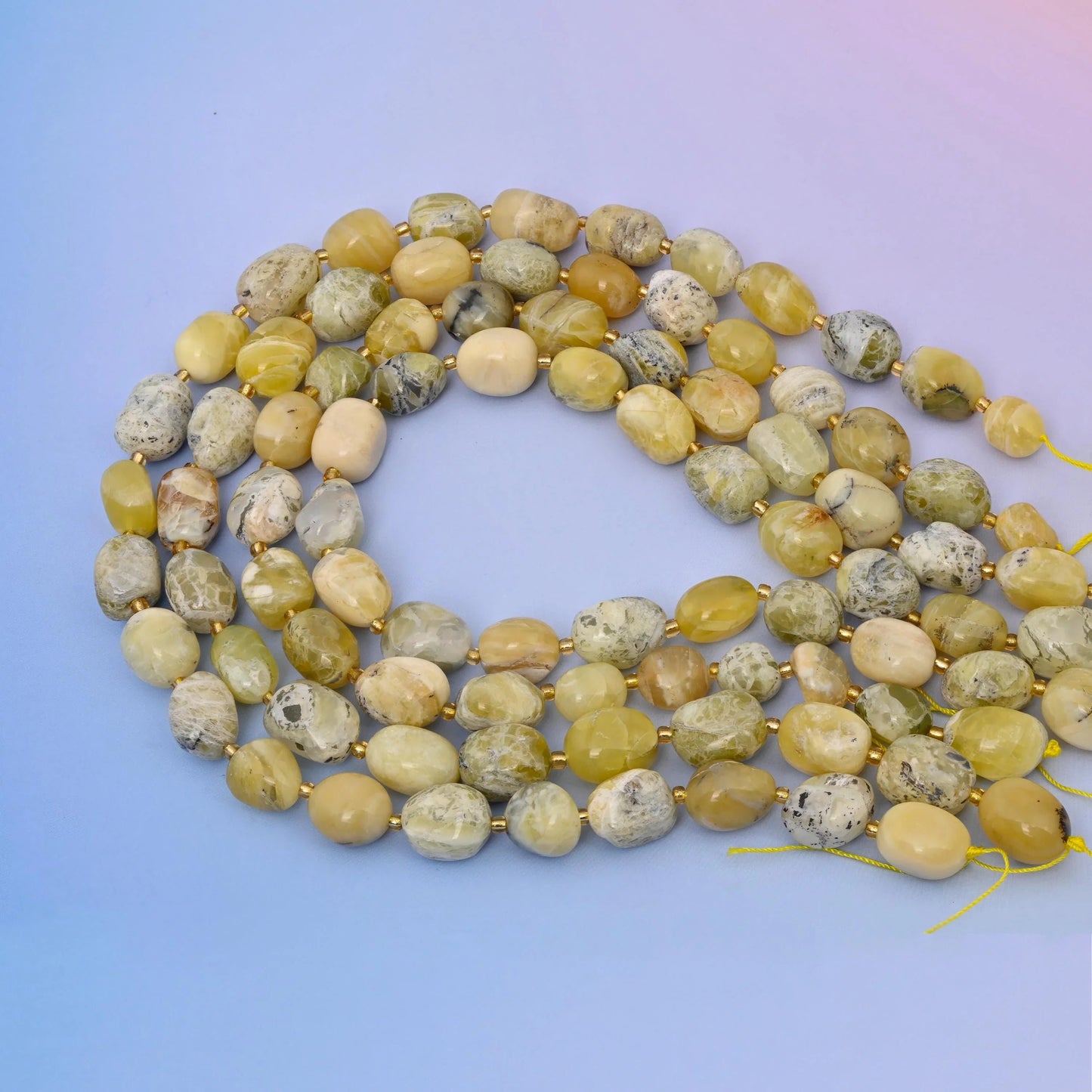 Natural Yellow Opal oval beads, 15.5 inch strand