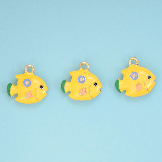 Tropical fish cut brass, 18k gold filled, beads