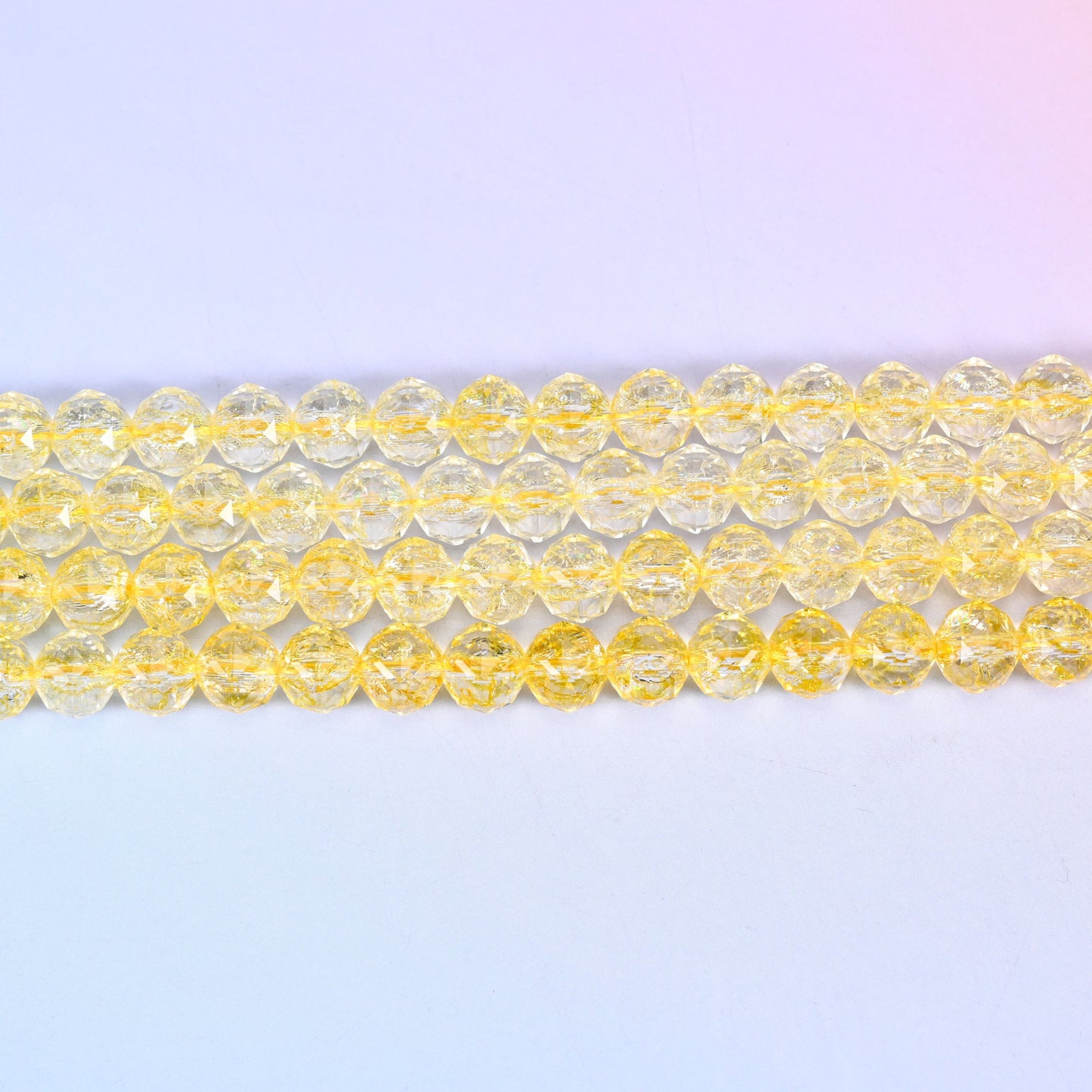 Transparent Yellow Faceted Round Glass Beads: Size 10mm, Jewelry Making Supply