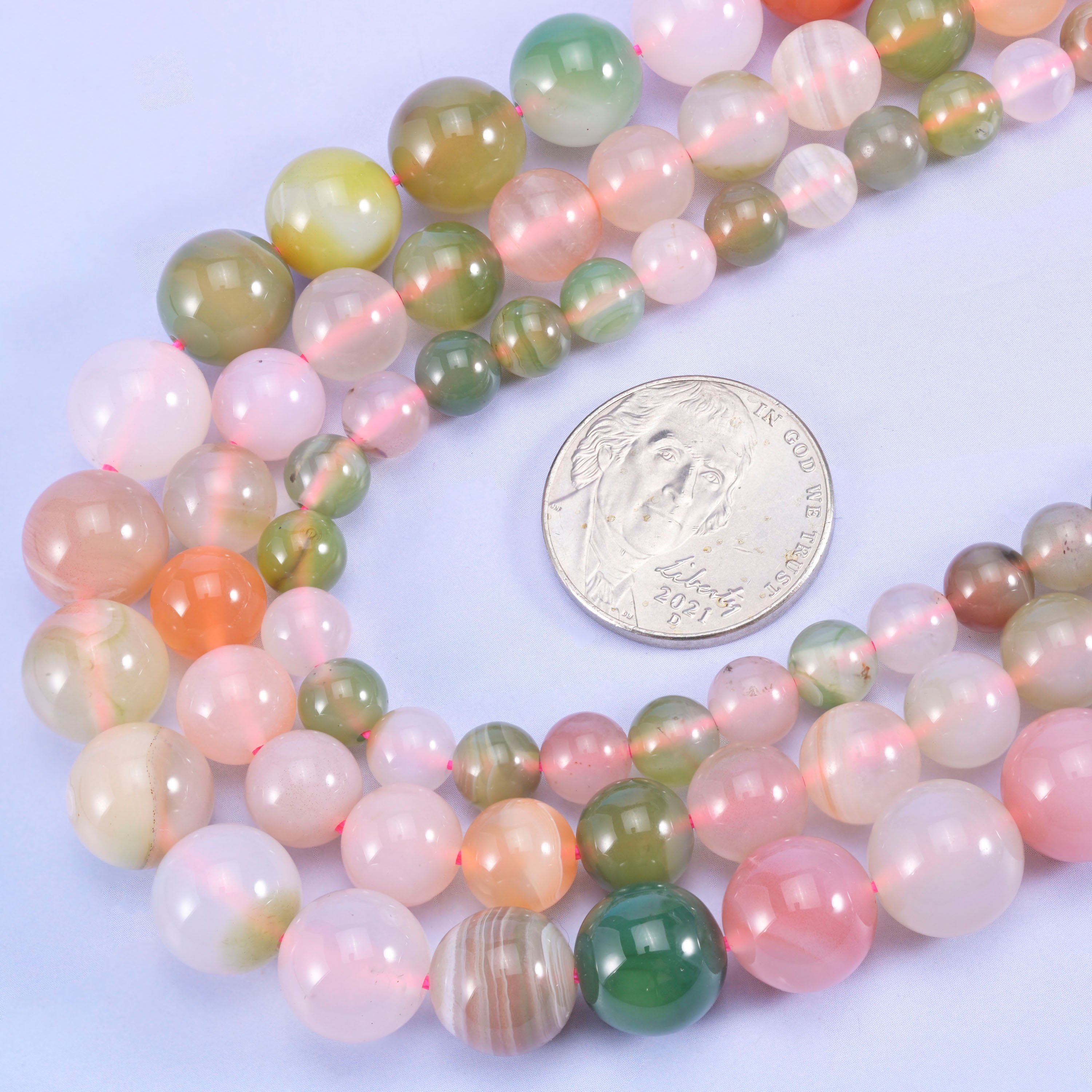 Multi-Color Yanyuan Agate in blush pink, peach, sage and olive green