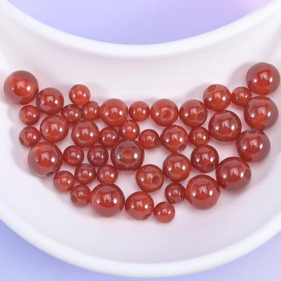 Red Agate 2mm Large Hole Round Beads 6mm 8mm 10mm in red