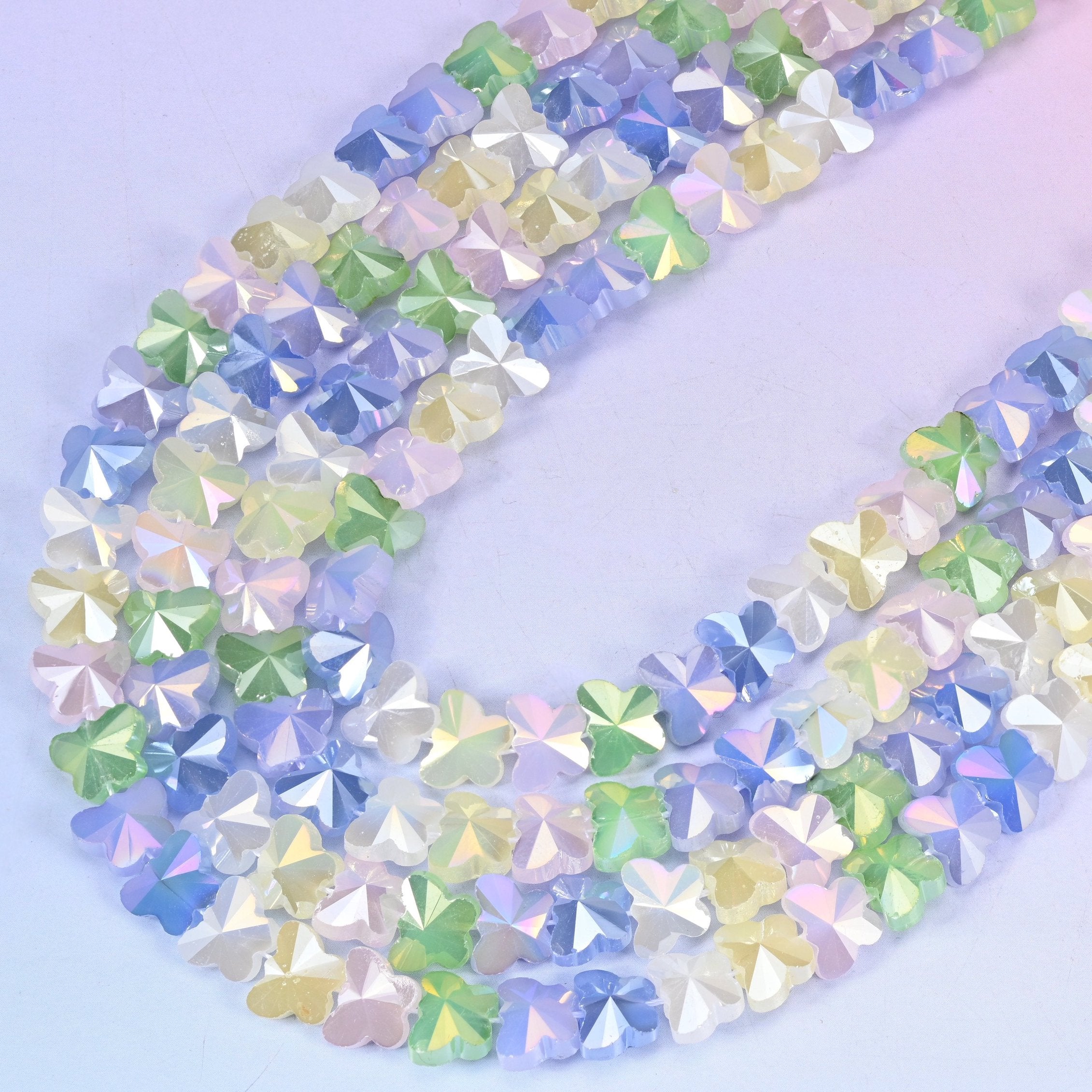 Colorful Frosted Butterfly Glass Beads 7.6x9.6mm, 14 inch strand