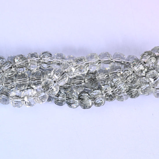 Transparent Black Faceted Rondelle Glass Beads: Size 5x8mm, Jewelry Making Supply