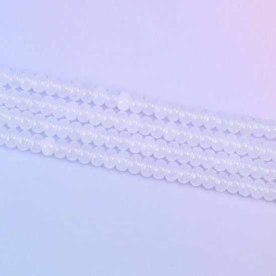 White Dyed Jade rondelle beads, 15 inch strand