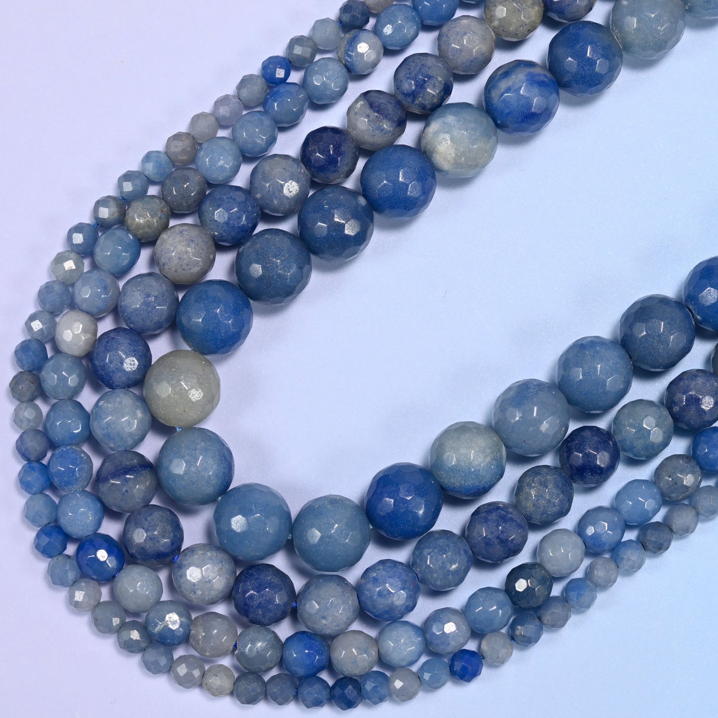 Blue Aventurine Faceted Round Beads: Jewelry Making, 15 Inch Strand
