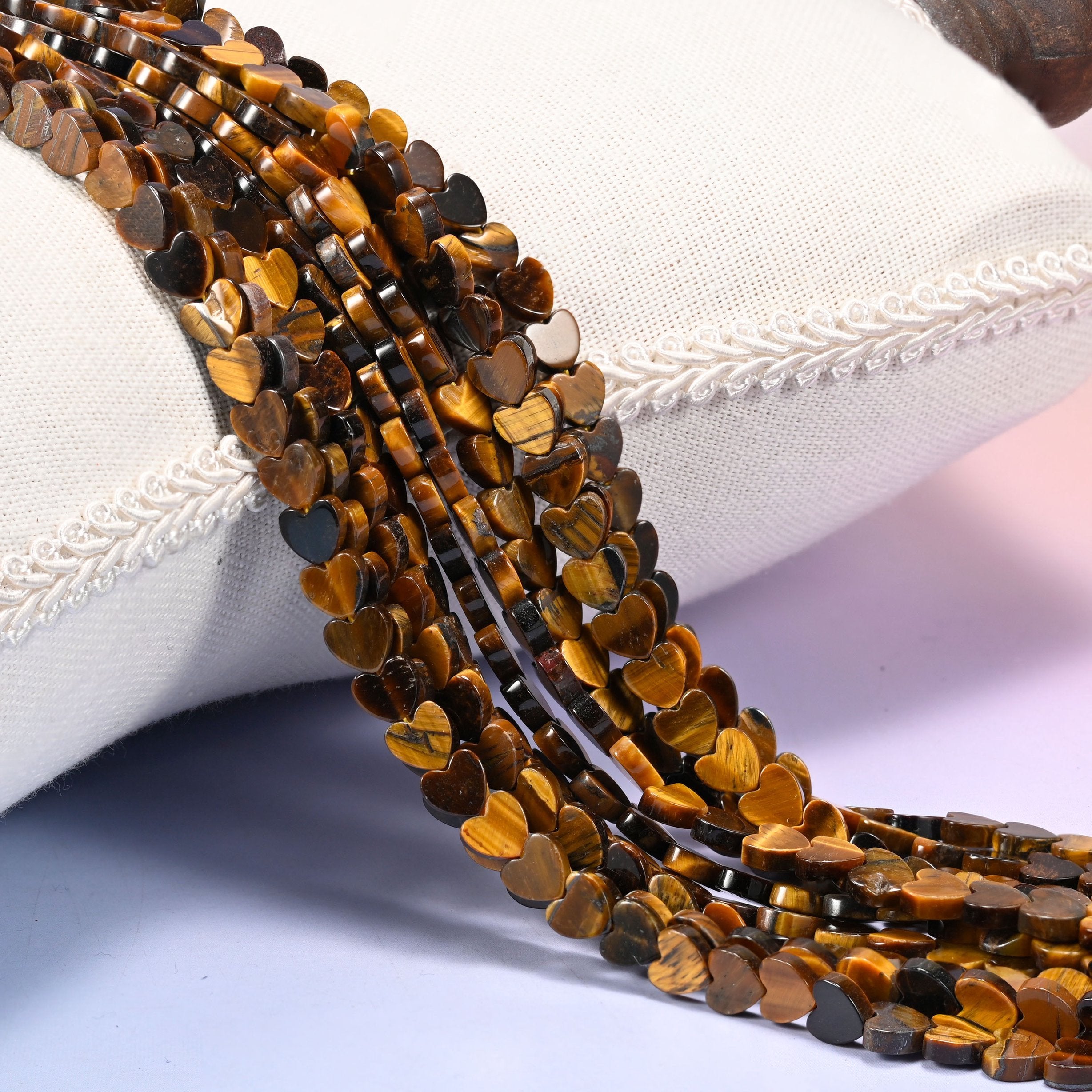 Tiger Eye Flat Heart Beads