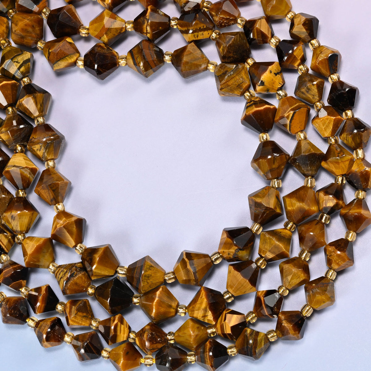 Tiger Eye Faceted Bicone Beads 8mm 10mm Jewelry Making 15 Inch Strand