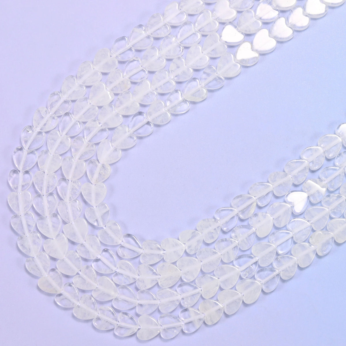 Clear Quartz Flat Heart Beads 6mm, 15 inch strand