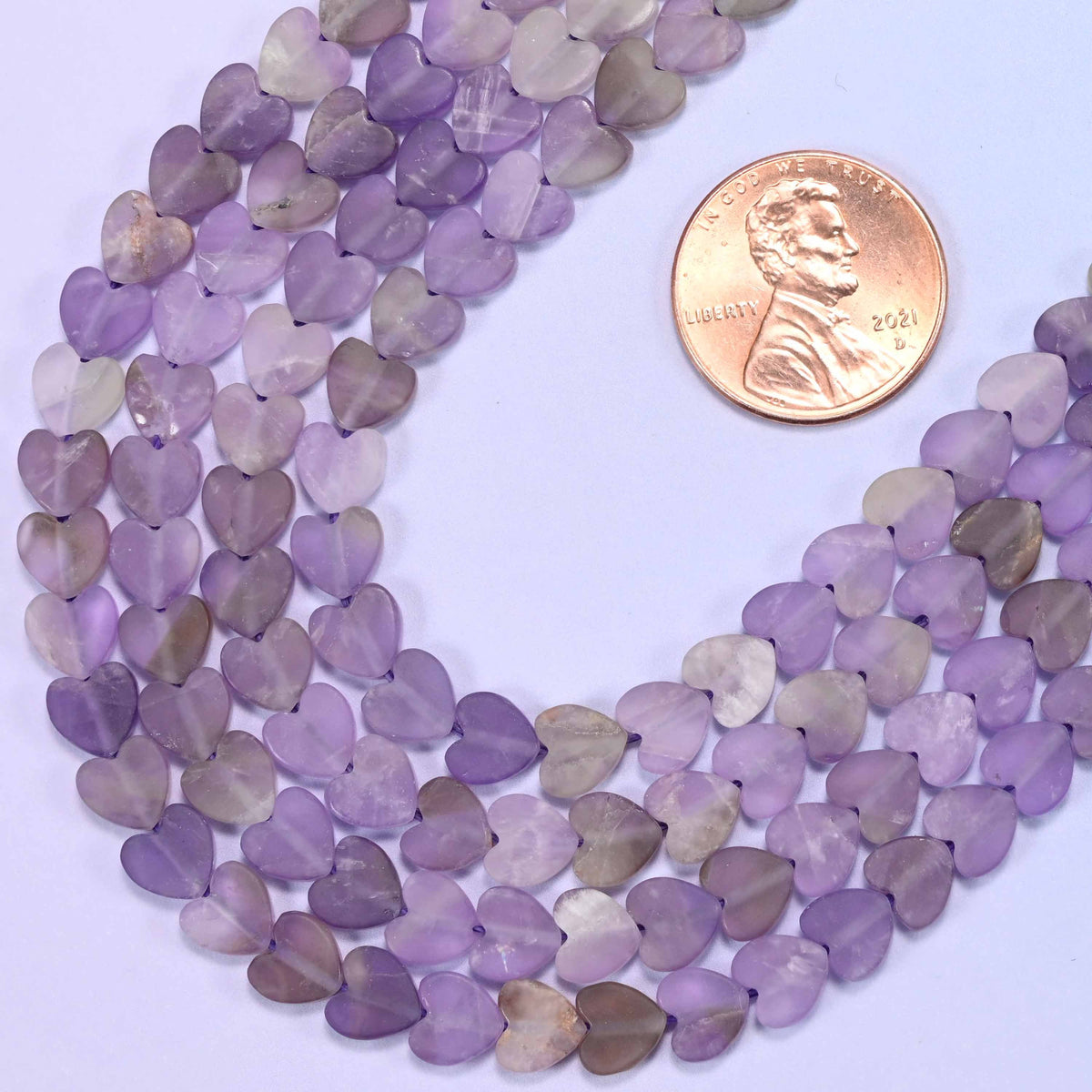 Flat heart cut amethyst beads