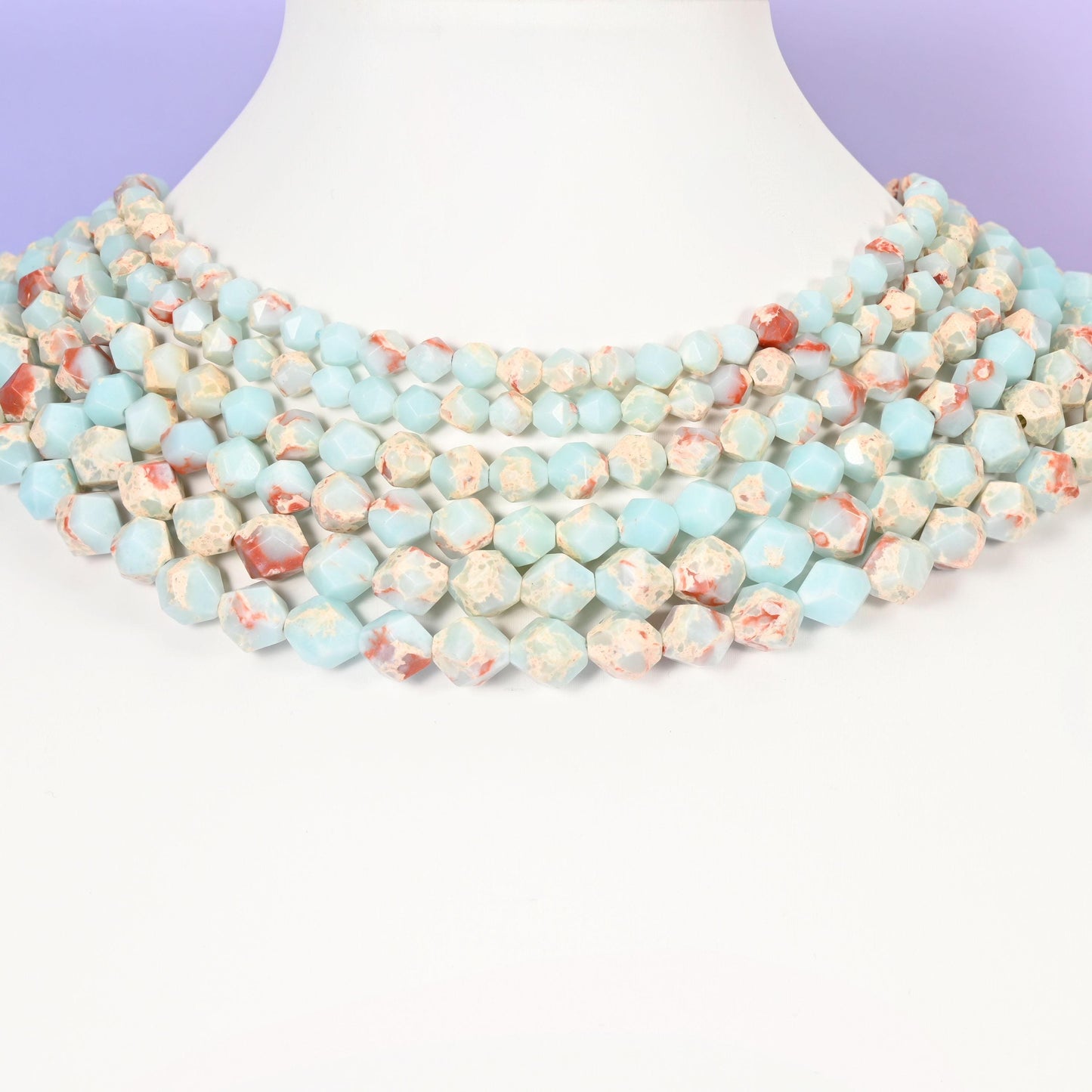 Blue Shoushan Stone beads, faceted diamond star cut round, 6mm, 8mm, 10mm