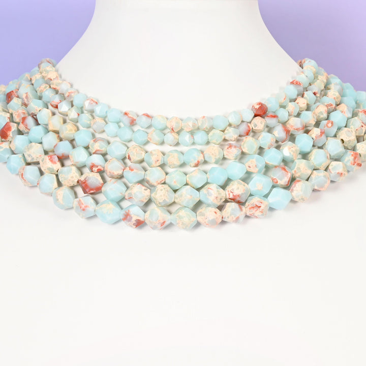Blue Shoushan Stone beads, faceted diamond star cut round, 6mm, 8mm, 10mm