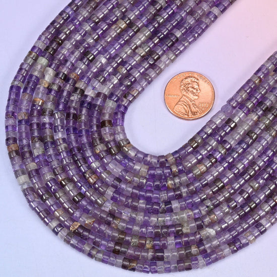 Smooth heishi disc cut amethyst beads