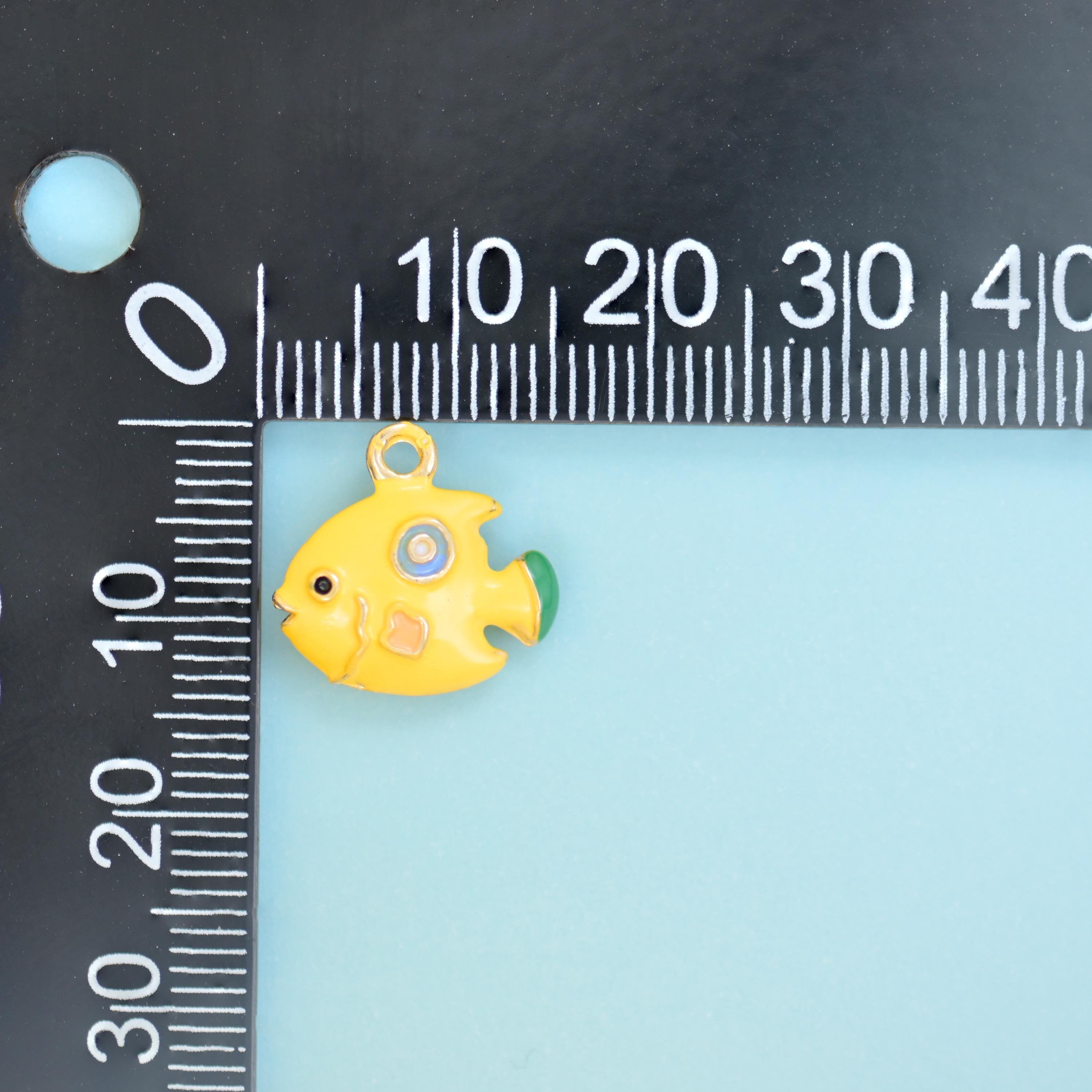 Enamel Yellow Tropical Fish Charm 16x15mm, sold per piece