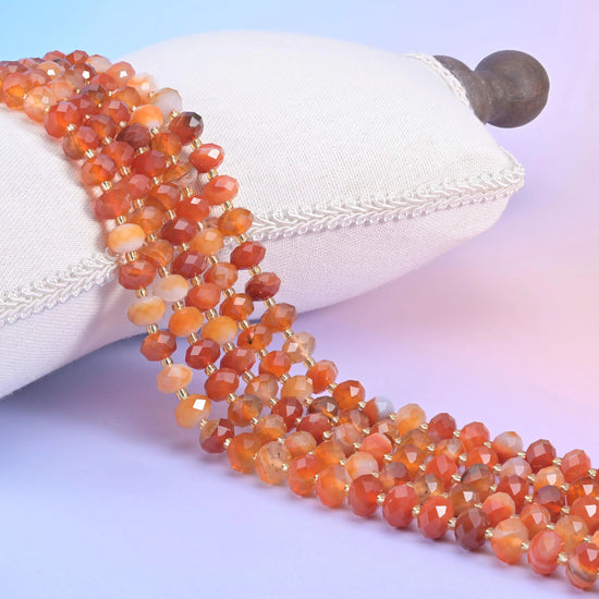 Dyed Red Stripe Agate Faceted Rondelle Beads 6x10mm