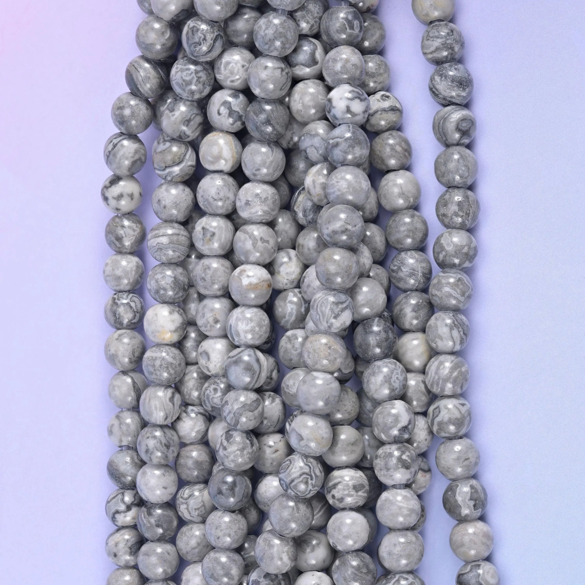 Map Jasper Large Hole Round Beads 6mm 8mm 10mm, hole wide 2.0-2.5mm, centre drilled — 2.0mm (6mm bead), 2.5mm (8mm and 10mm beads)