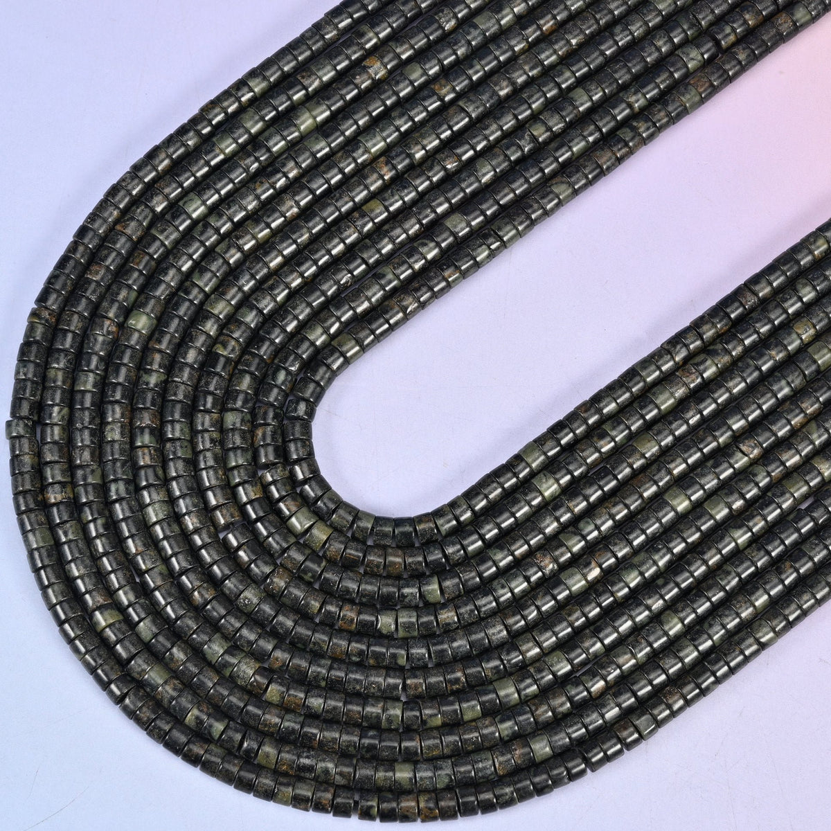 Kambaba Jasper Smooth Heishi Disc Beads, 15.5 inch strand