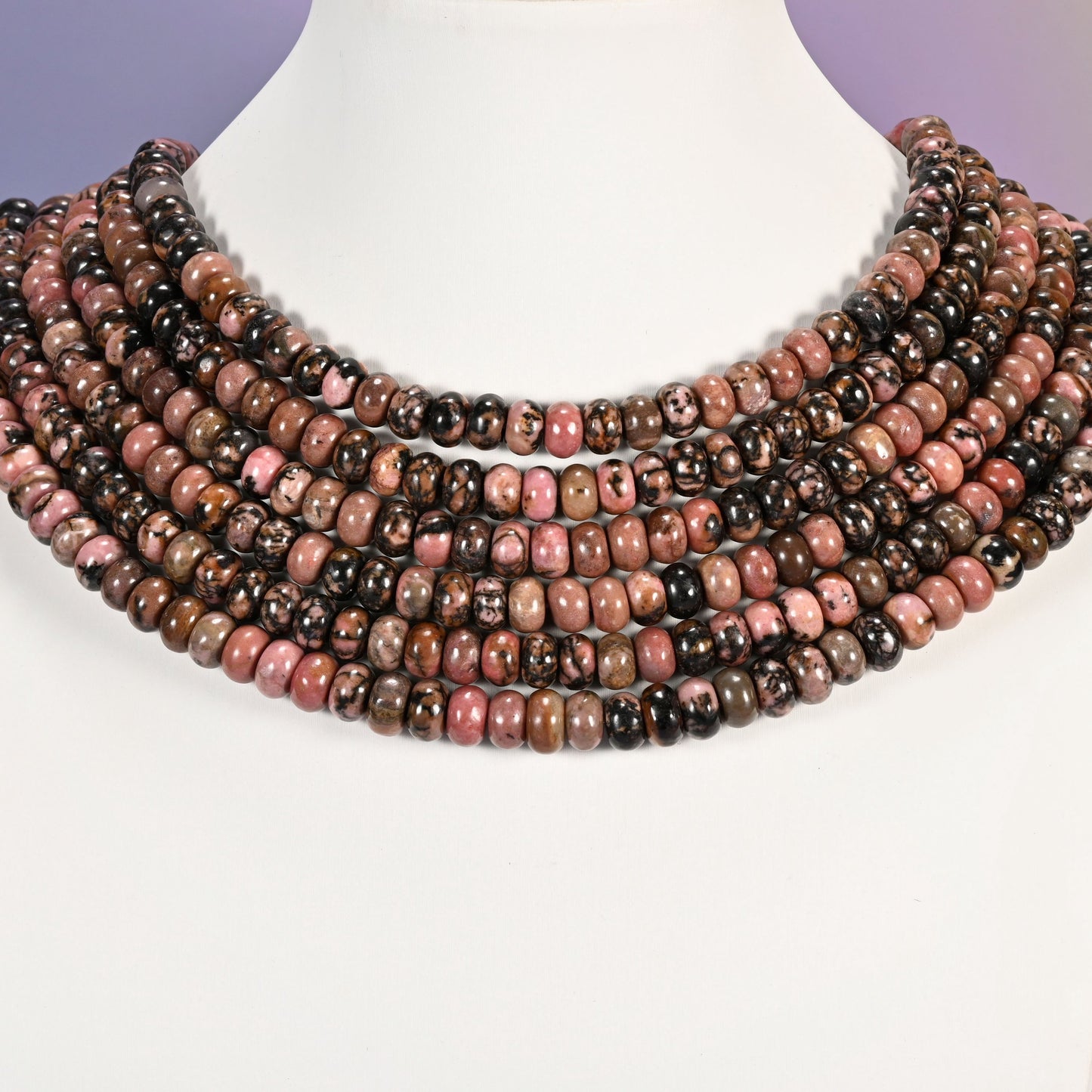 Rhodonite Rondelle Beads: 2.5mm Hole Size, Full Strand, Jewelry Making