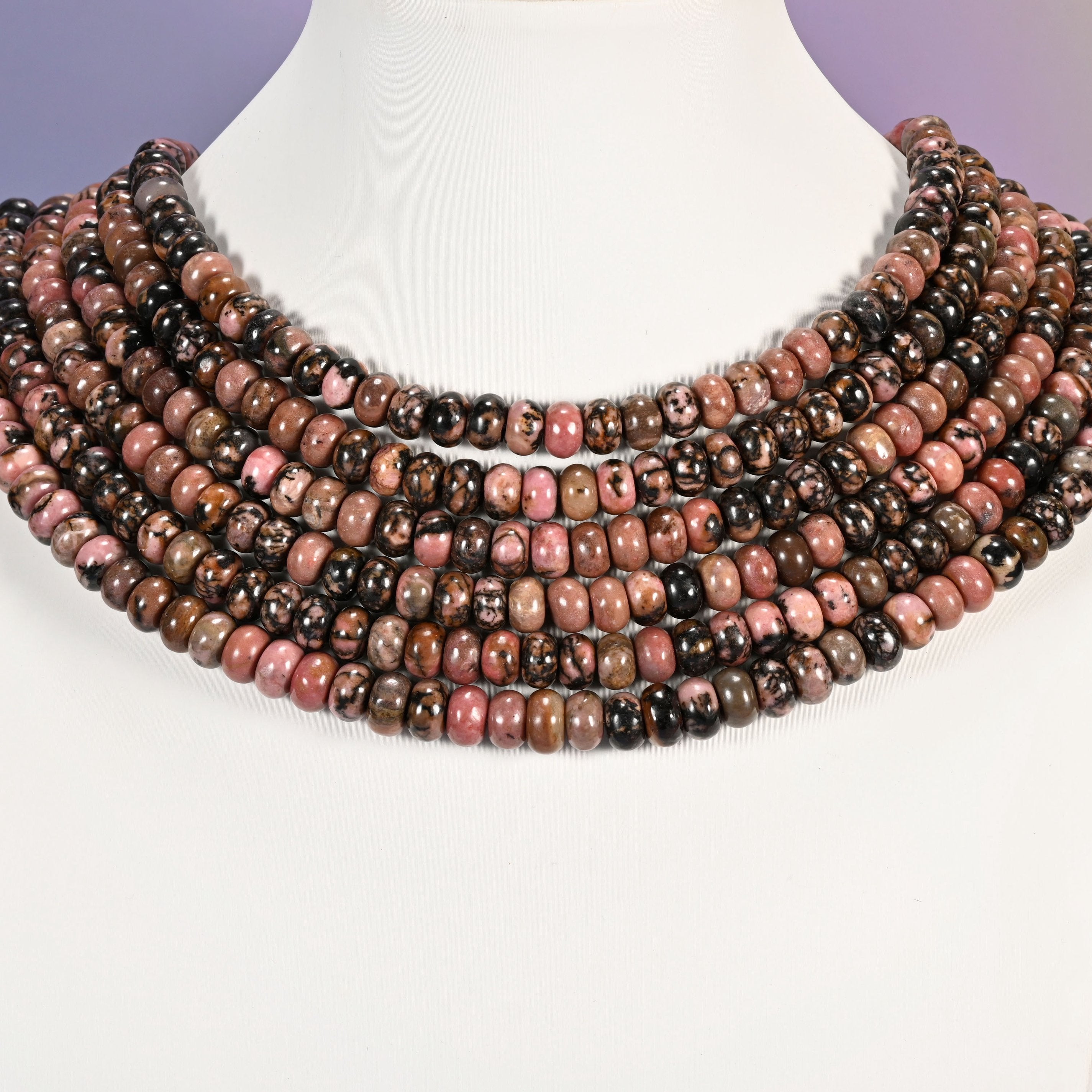 Rhodonite Rondelle Beads: 2.5mm Hole Size, Full Strand, Jewelry Making