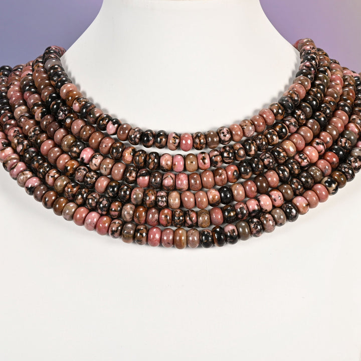 Rhodonite Rondelle Beads: 2.5mm Hole Size, Full Strand, Jewelry Making