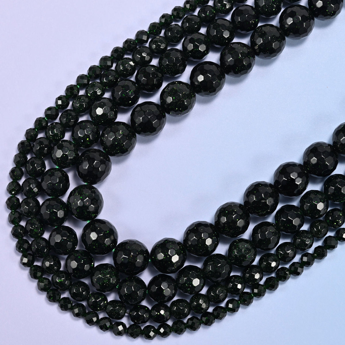 Green Sandstone Faceted Round Beads, 15 inch strand