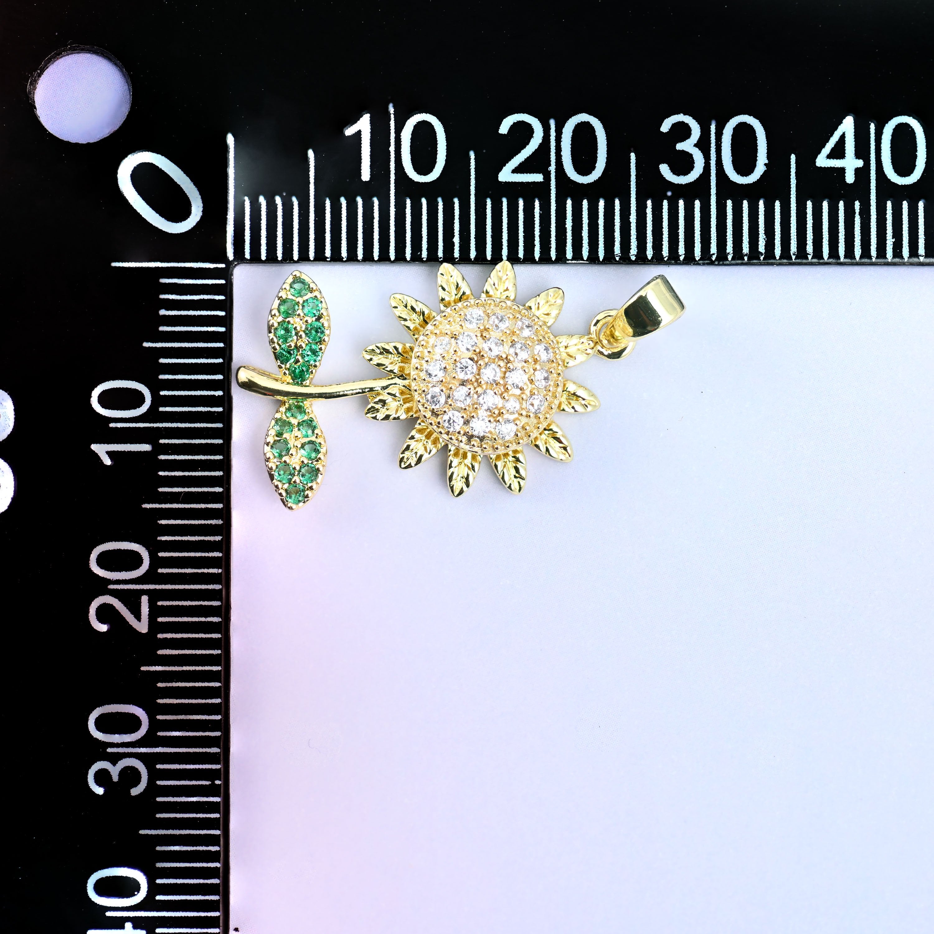18K Gold Plated Sunflower Spinner Charm – Zircon Jewelry Making Supply