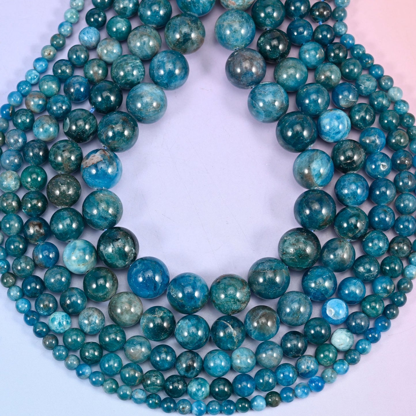Blue Apatite Smooth Round Beads: Jewelry Making 15.5 Inch Strand