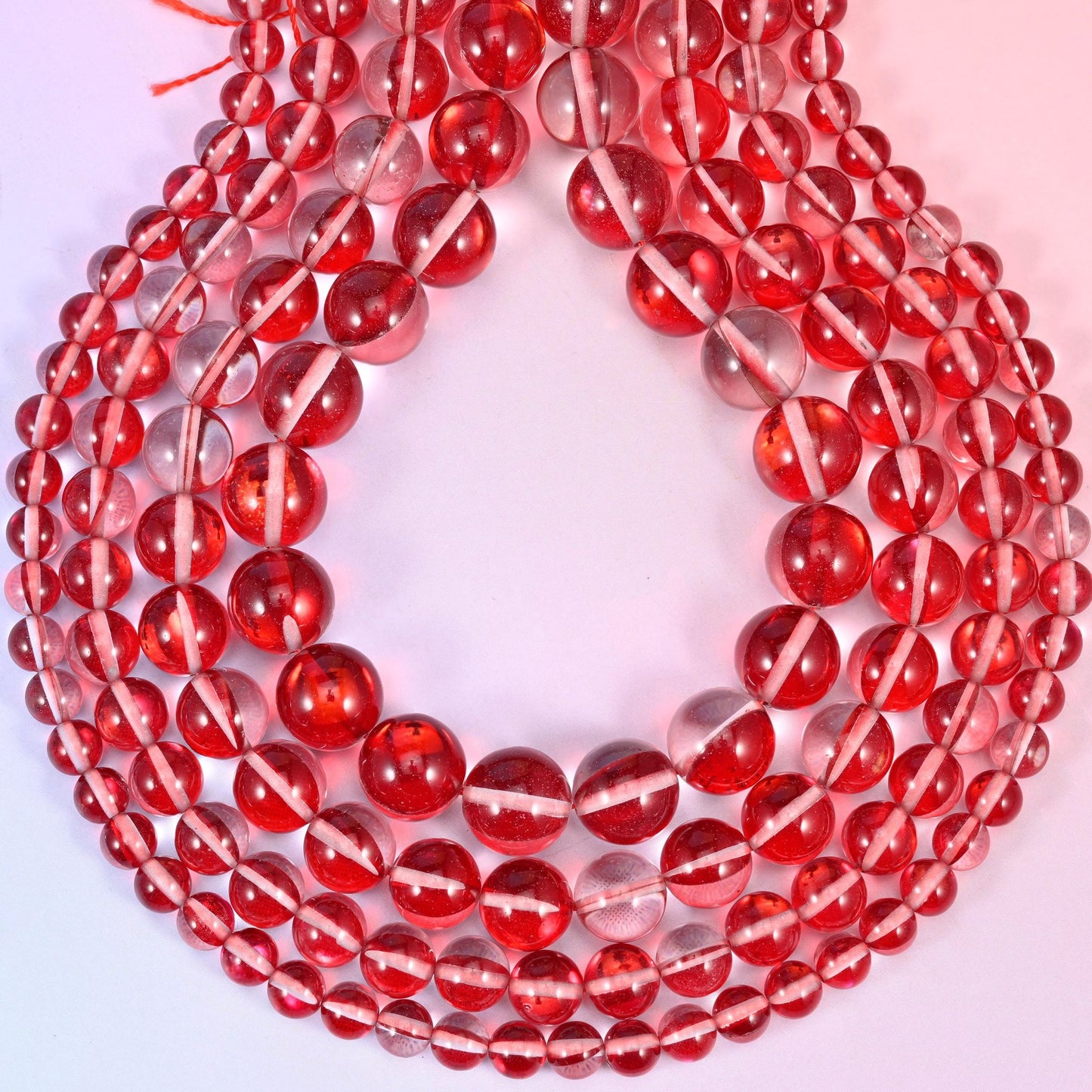 Mystic Aura Red Round Glass Beads, approximately 1.0mm drill hole
