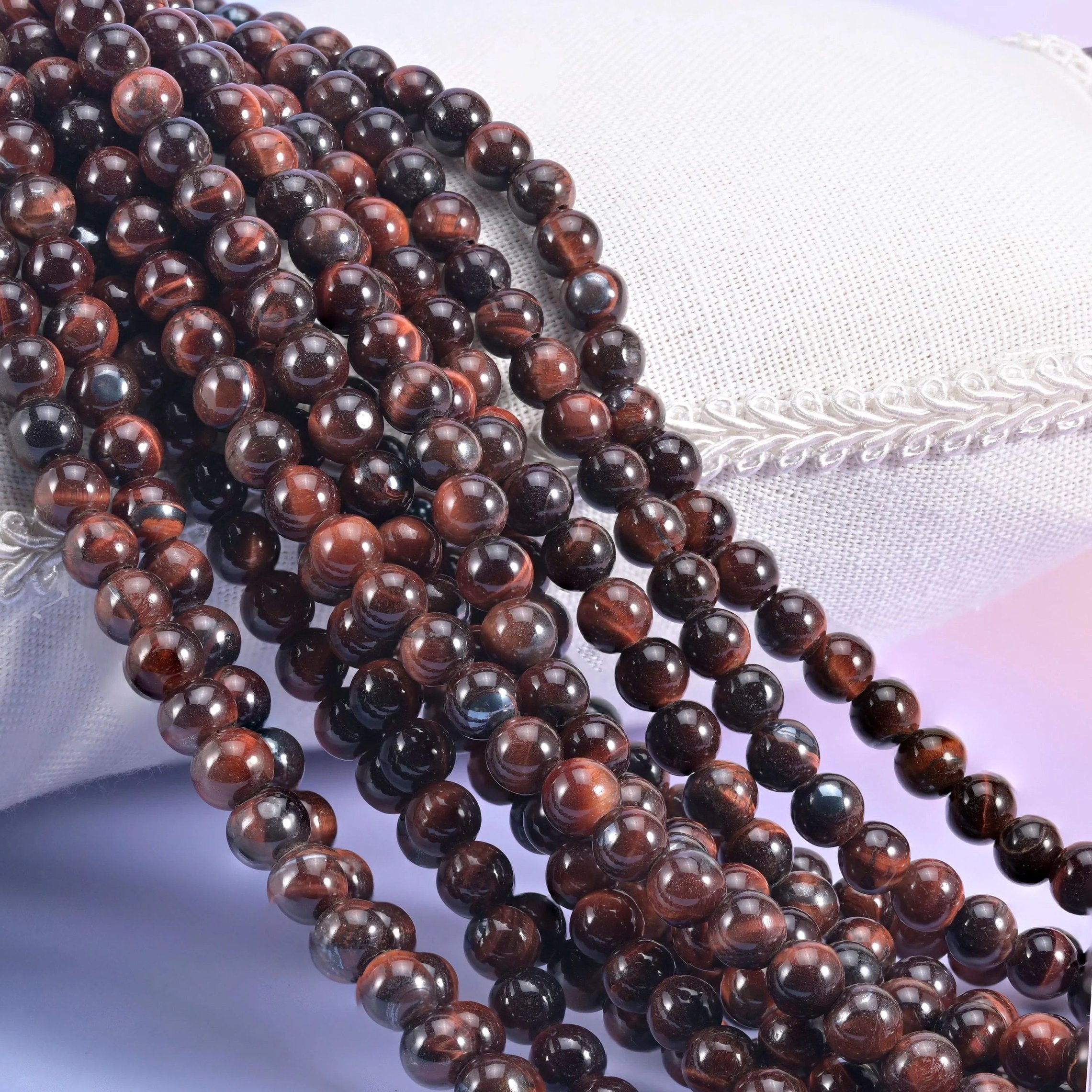 Red Tiger Eye Large Hole Beads 6mm 8mm 10mm