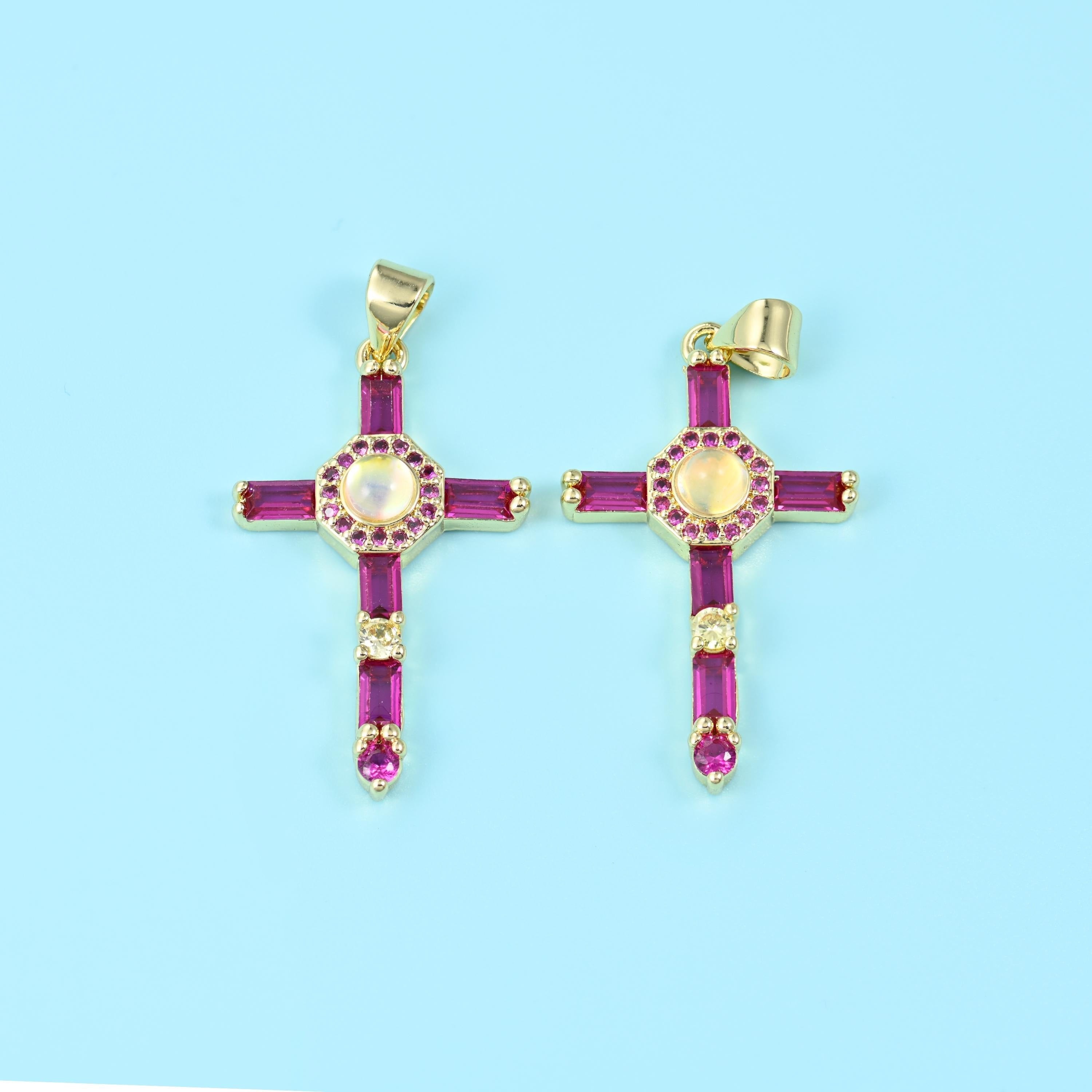 18K Gold Filled Cross Pendant 35x18mm