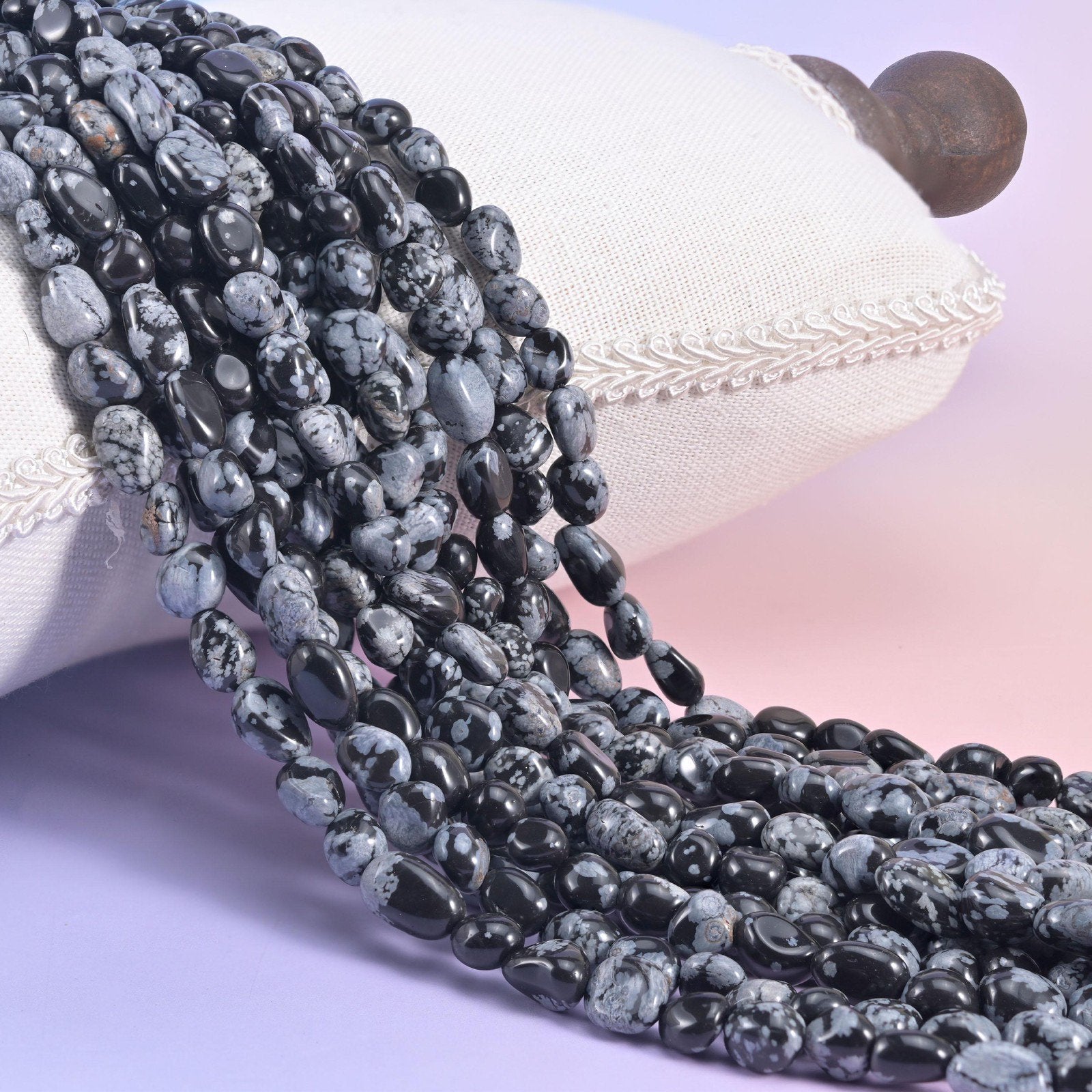 Snowflake Jasper Pebble Nugget Beads, 6-8mm and 8-12mm