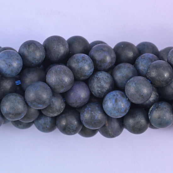 Dark Blue Dumortierite Matte Round Beads: Jewelry Making, 15 Inch Strand