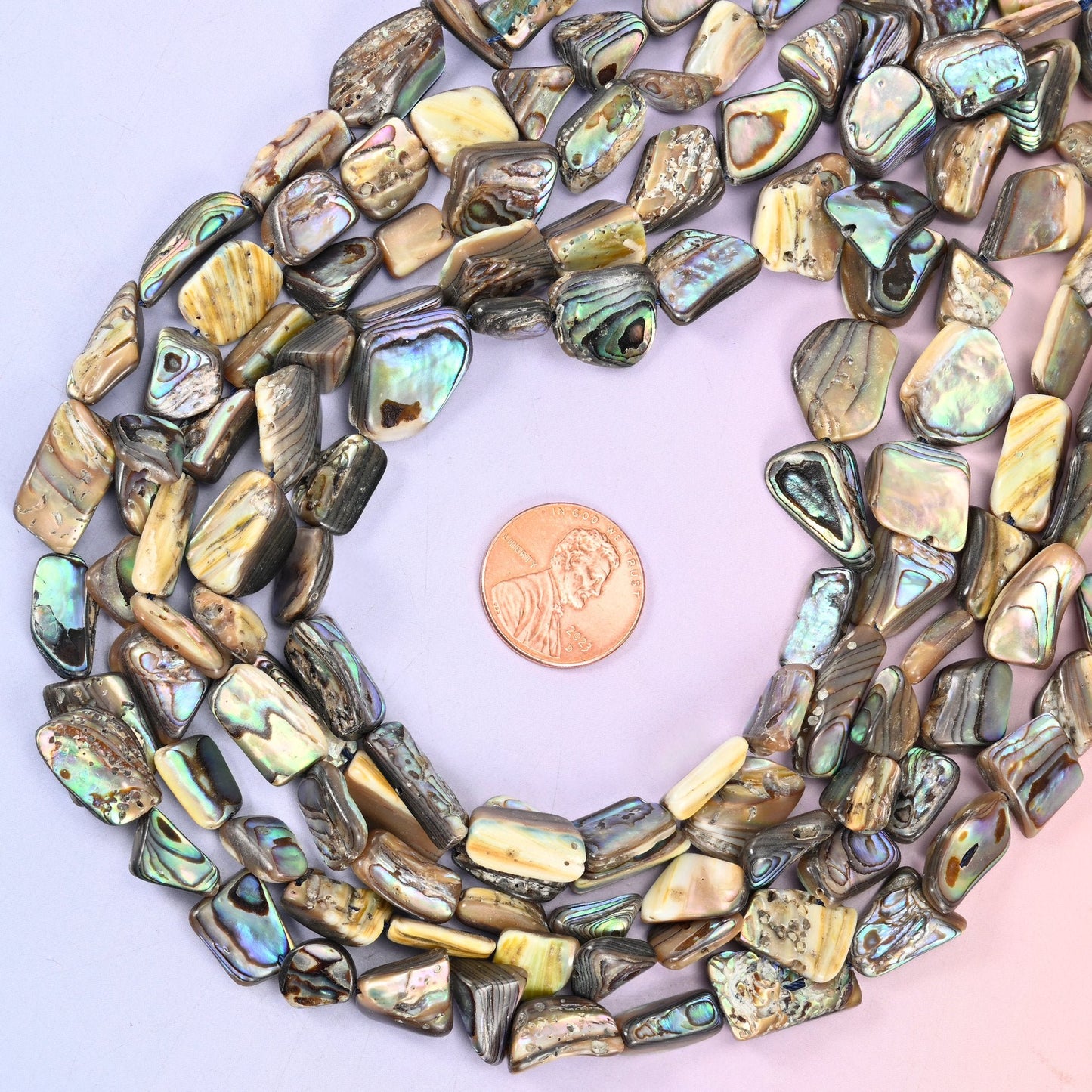 Abalone Shell Freeform Beads, sold per 15 inch strand