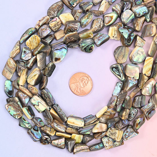 Abalone Shell Freeform Beads, sold per 15 inch strand