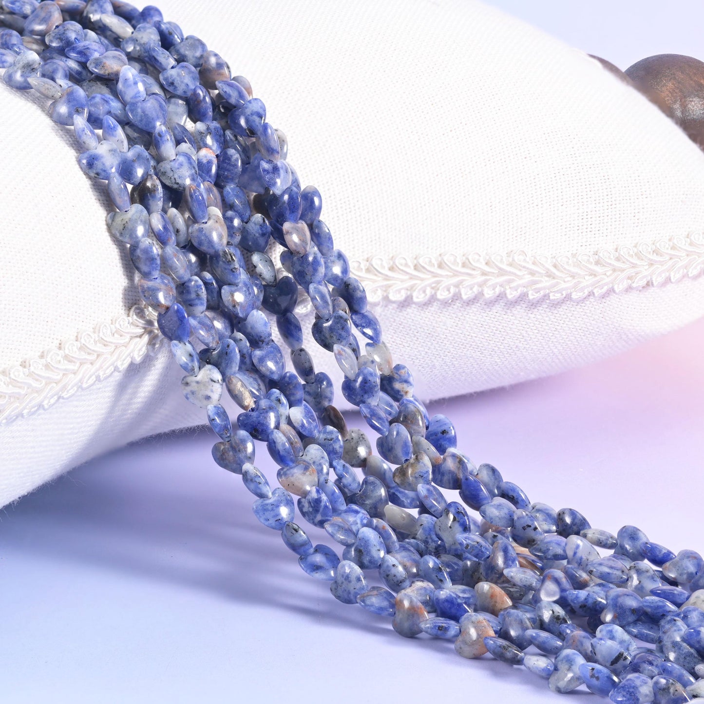 Blue Sodalite Flat Heart Beads 6mm