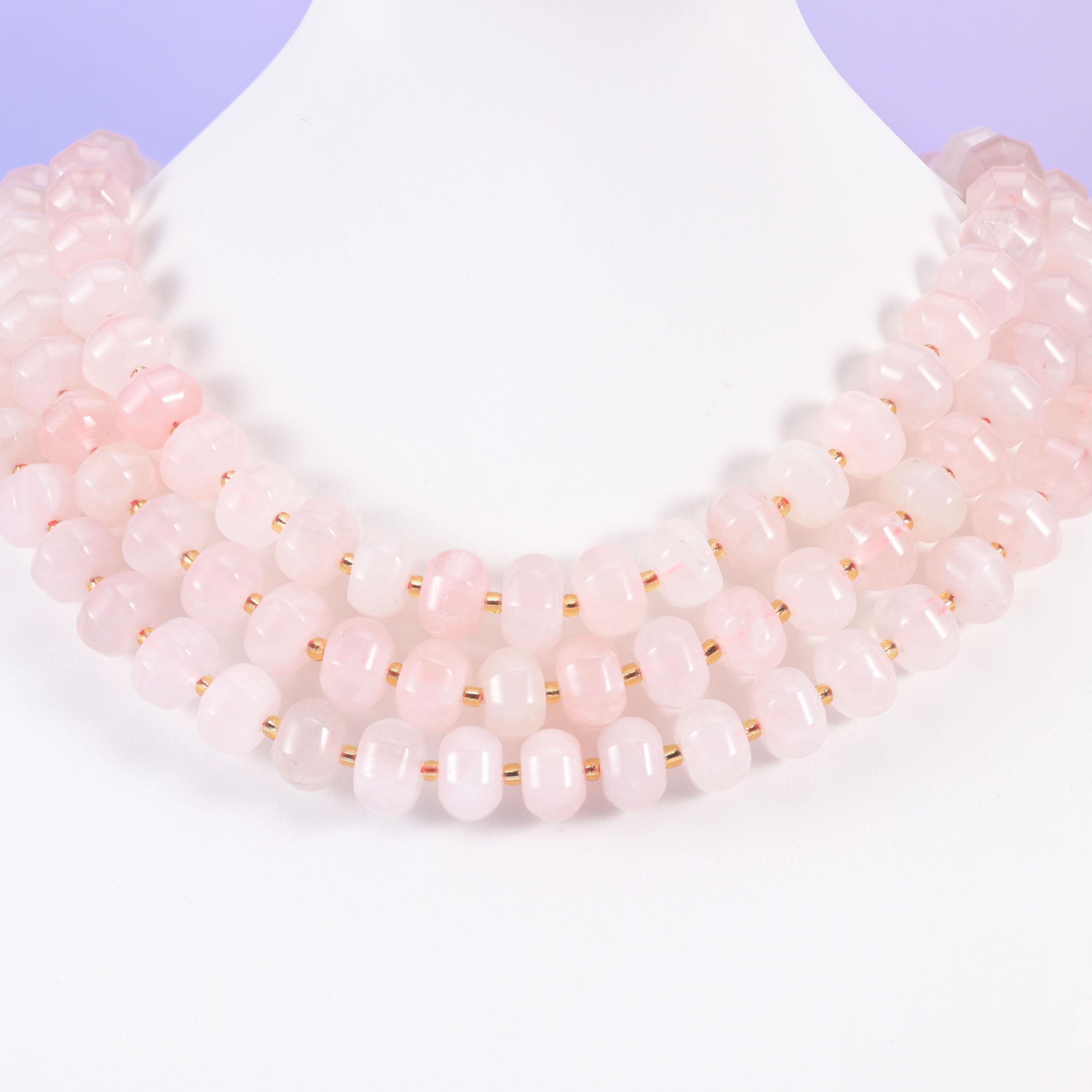 Rose quartz beads, pumpkin shape, 12x8mm