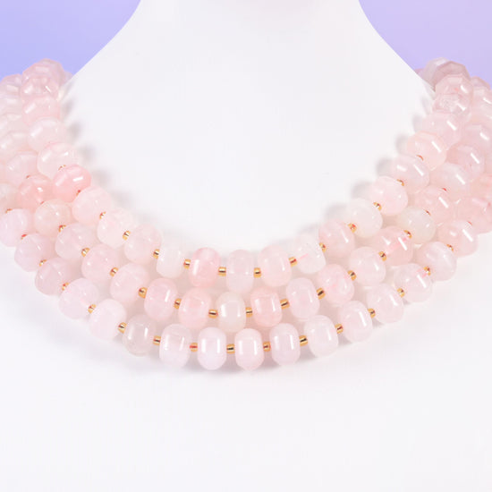 Rose quartz beads, pumpkin shape, 12x8mm