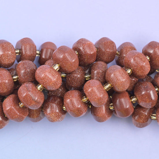Smooth pumpkin cut gold sandstone beads