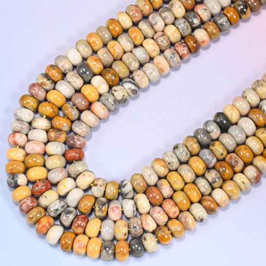 Natural Crazy Agate Rondelle Beads, 15 inch strand.