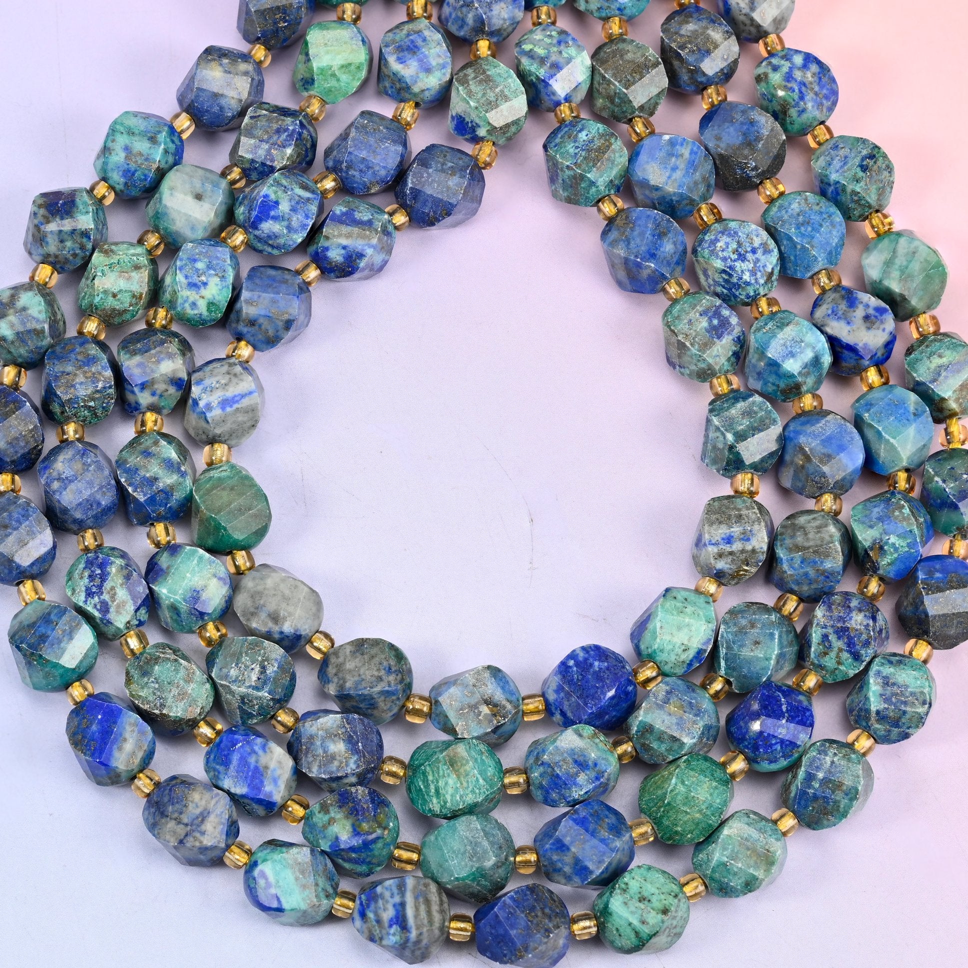 Phoenix Lapis lapis lazuli beads, 15 inch strand of approximately 31 beads, centre drilled 1.2mm hole