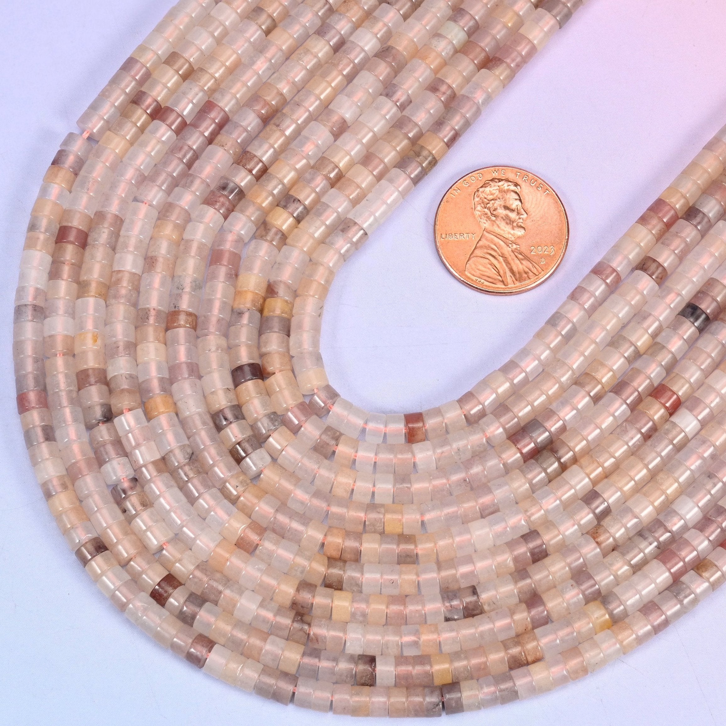 Smooth heishi disc cut Lavender Quartz beads