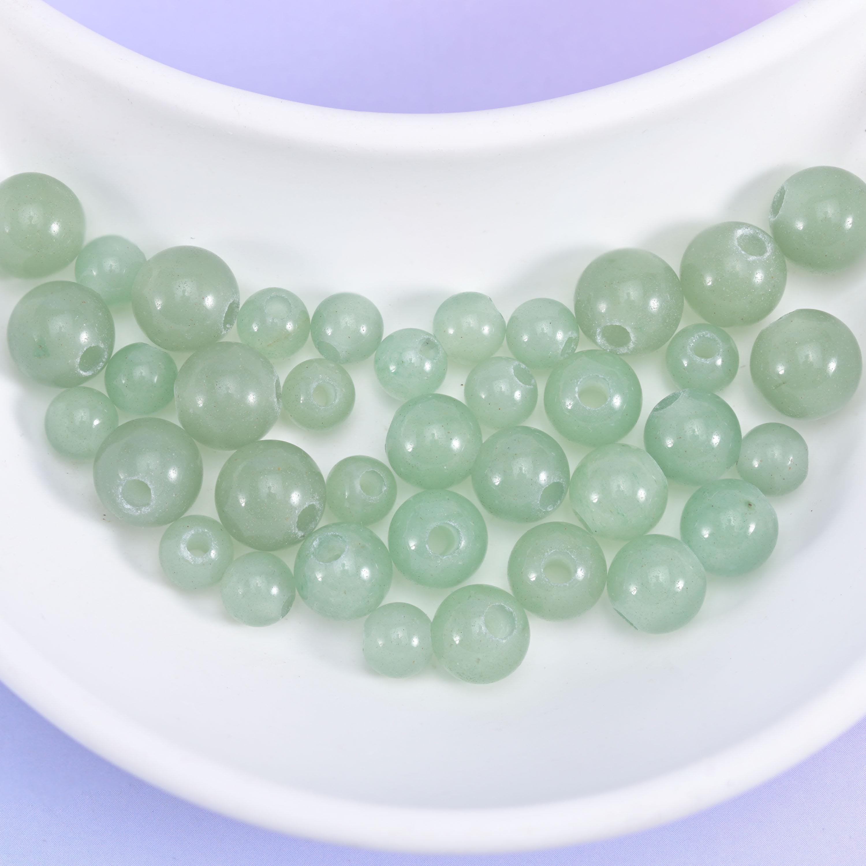 Green Aventurine Large Hole Round Beads 6mm 8mm 10mm, hole 2.0mm (6mm bead), 2.5mm (8mm and 10mm beads), center drilled
