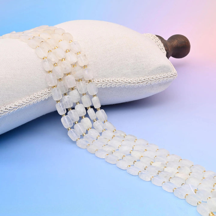 White Moonstone Faceted Rectangular Beads